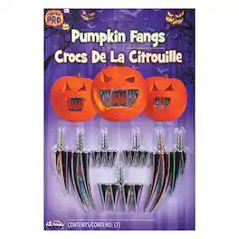 Funworld - Oil Slick Pumpkin Decorating Teeth | Fangs - Silver