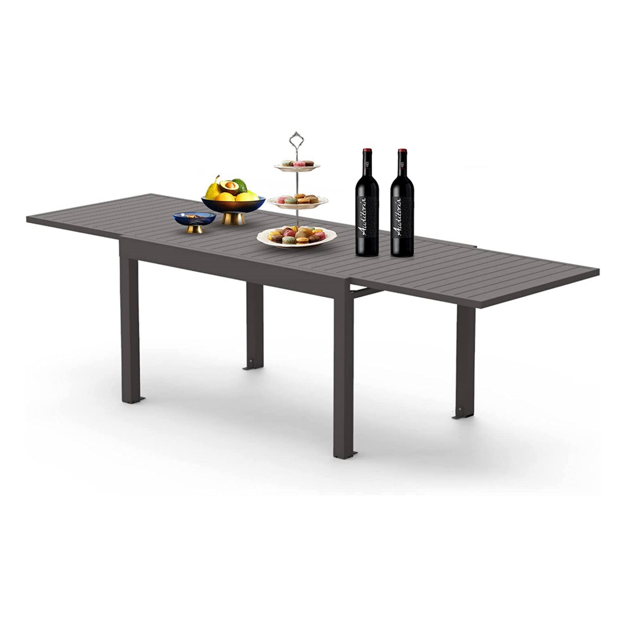 Mondawe - 53"- 106"Aluminum Extendable Patio Dining Table - Dark Brown