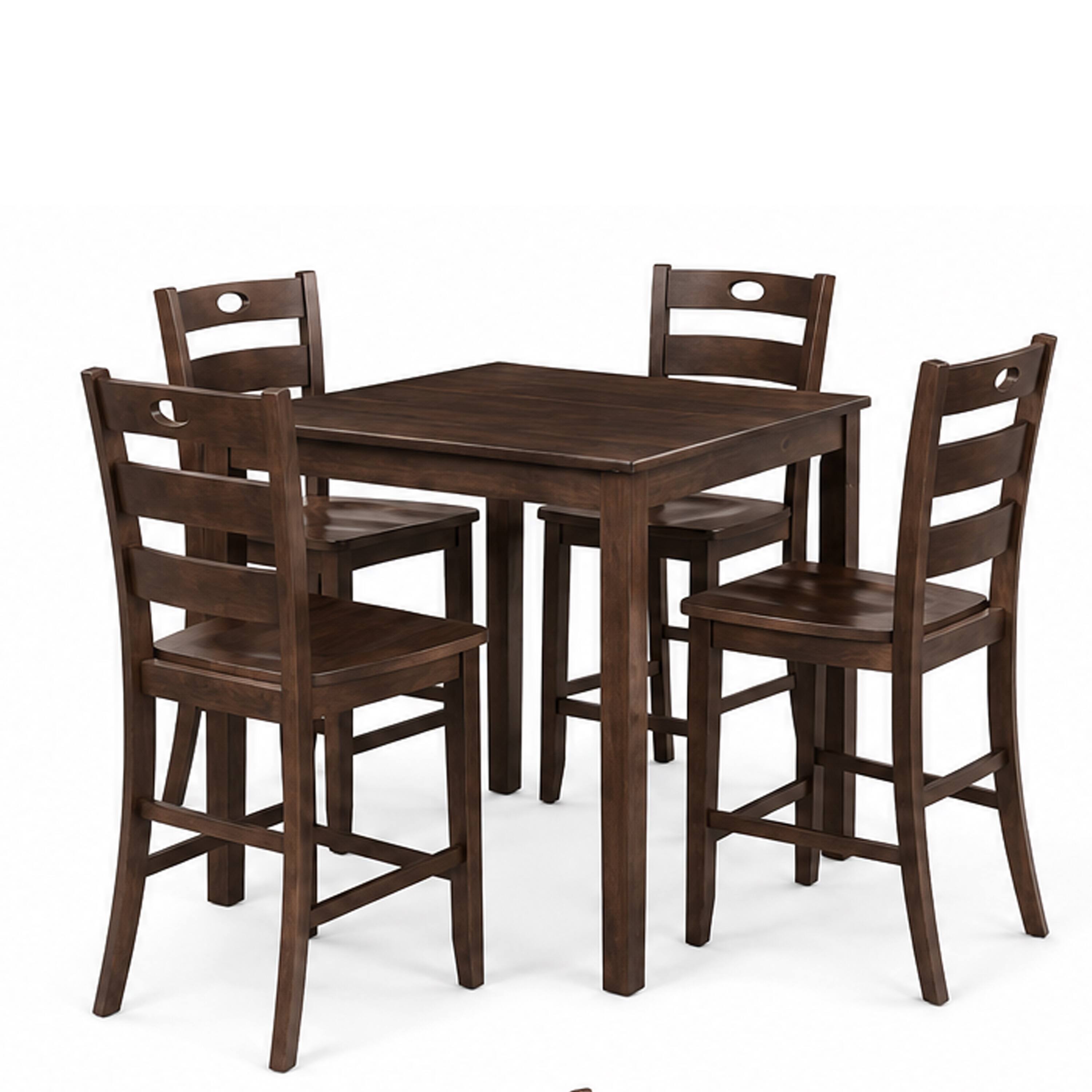 Front. Manhattan Lane - Lasie 5pc Counter Height Dining Table Set w 4 Chairs - Espresso Brown.