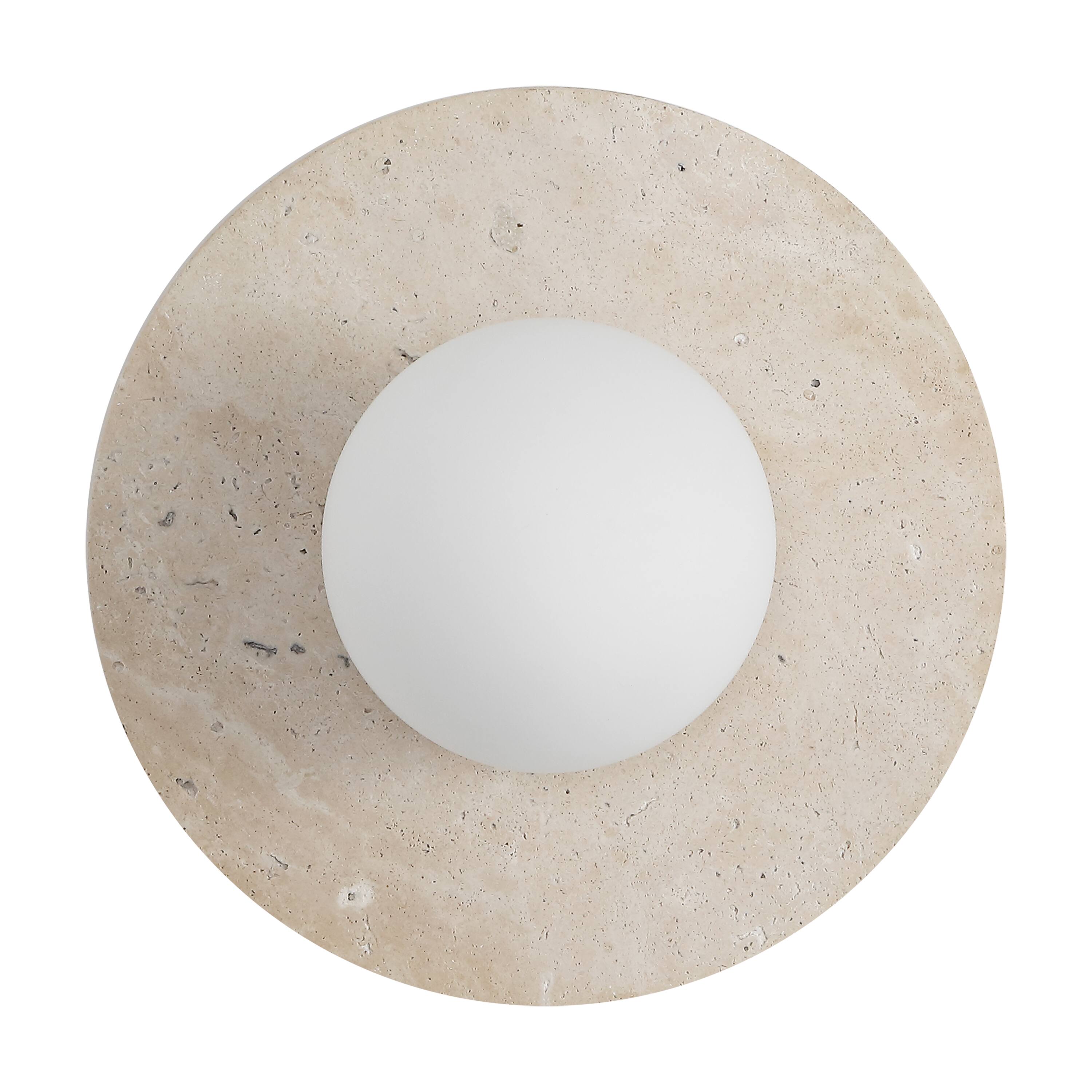 Alt View 7. Jonathan Y - Tivoli 9.75" Modern Minimalist 1-Light Ovoid Travertine LED Wall Sconce, Light Brown - Light Brown/Brass Gold.