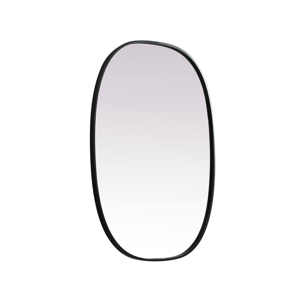 Alt View 1. Elegant Decor - Metal Frame Oval Mirror 27x36 Inch in Black - Black.