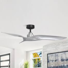 Parrot Uncle - 52" Modern DC Motor No Light Ceiling Fan with Remote - Silver