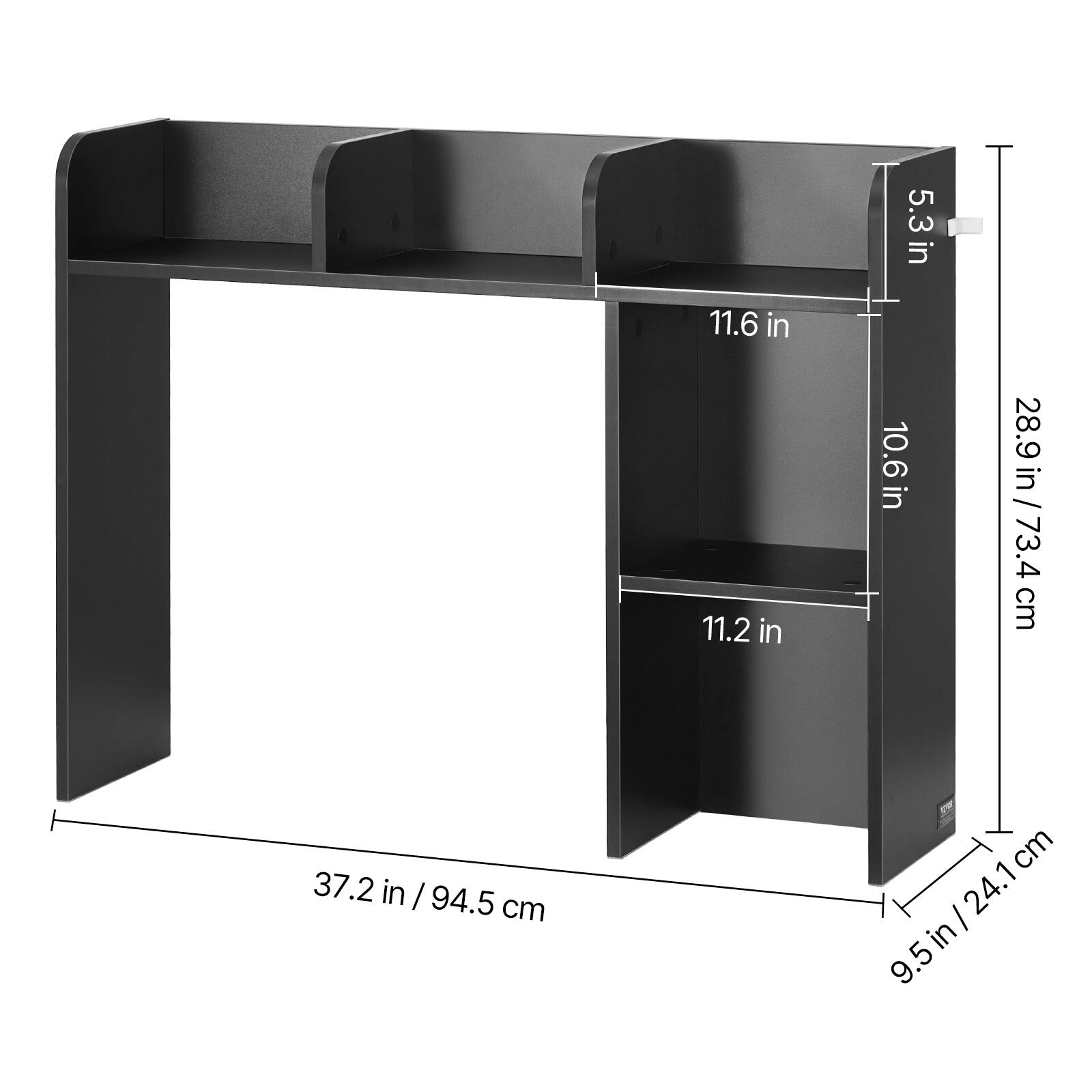 - 37.2 in / 94.5 cm
- 28.9 in / 73.4 cm
- 11.6 in
- 10.6 in
- 11.2 in
- 5.3 in
- 9.5 in / 24.1 cm