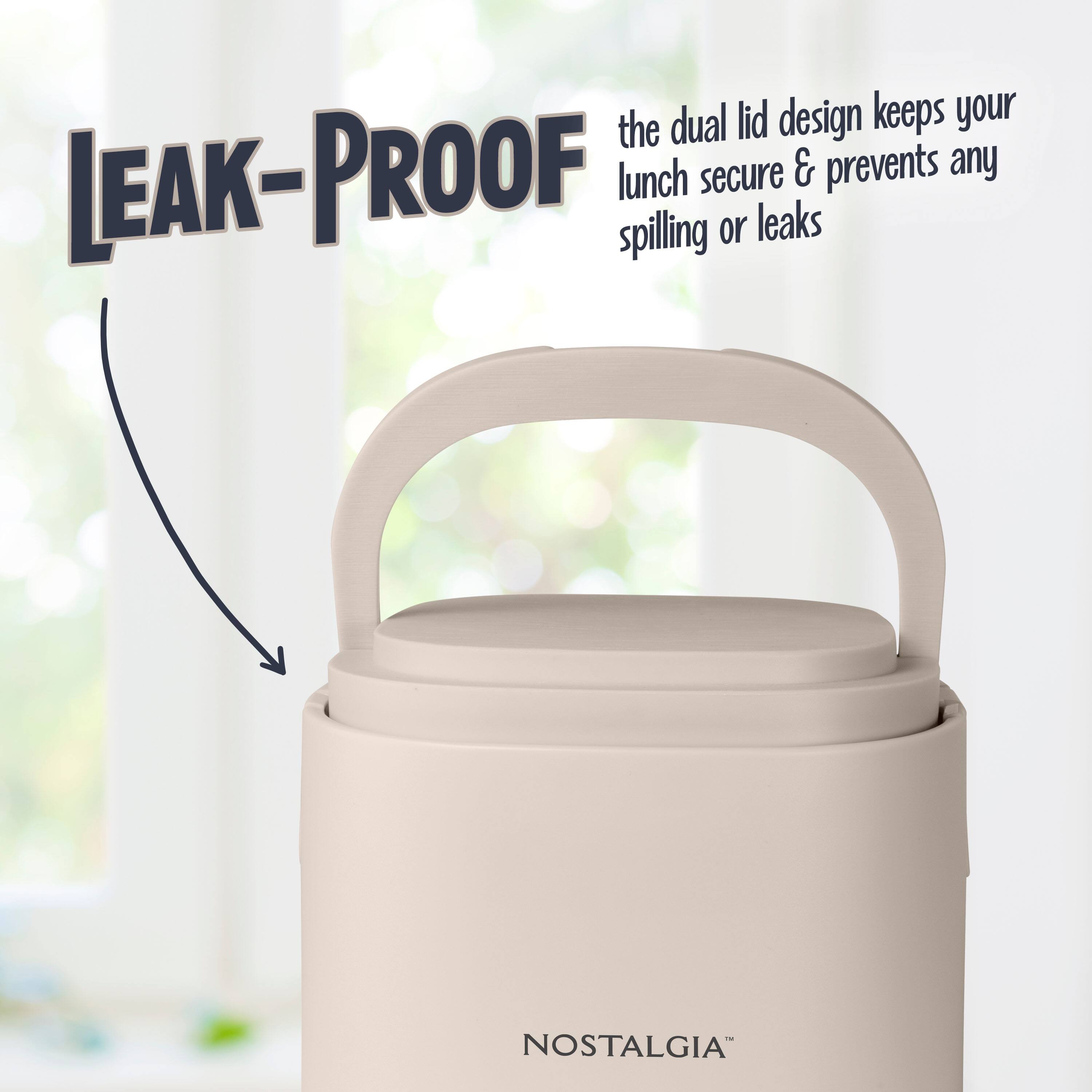 The dual lid design keeps your lunch secure & prevents any spilling or leaks. NOSTALGIA™