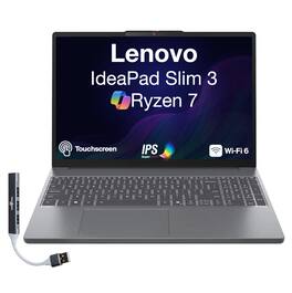 Lenovo - IdeaPad Slim 3 Laptop 15.3 WUXGA Display (Ryzen 7 170, 16GB, 1TB SSD, AMD Radeon 680M, Win 11 Pro) w/USB Hub - Luna Grey