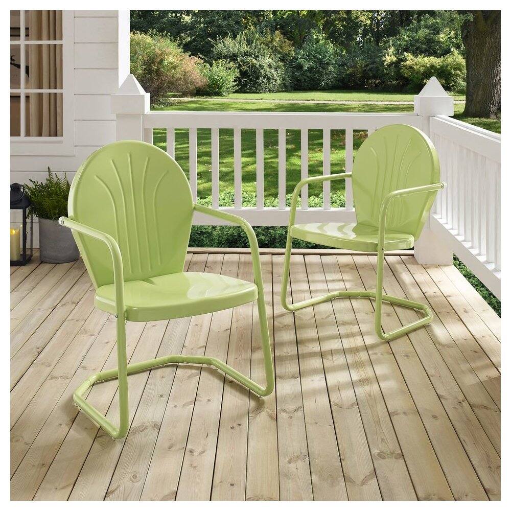 Back. Crosley Furniture - Griffith Retro Outdoor Chair - Key Lime Gloss.