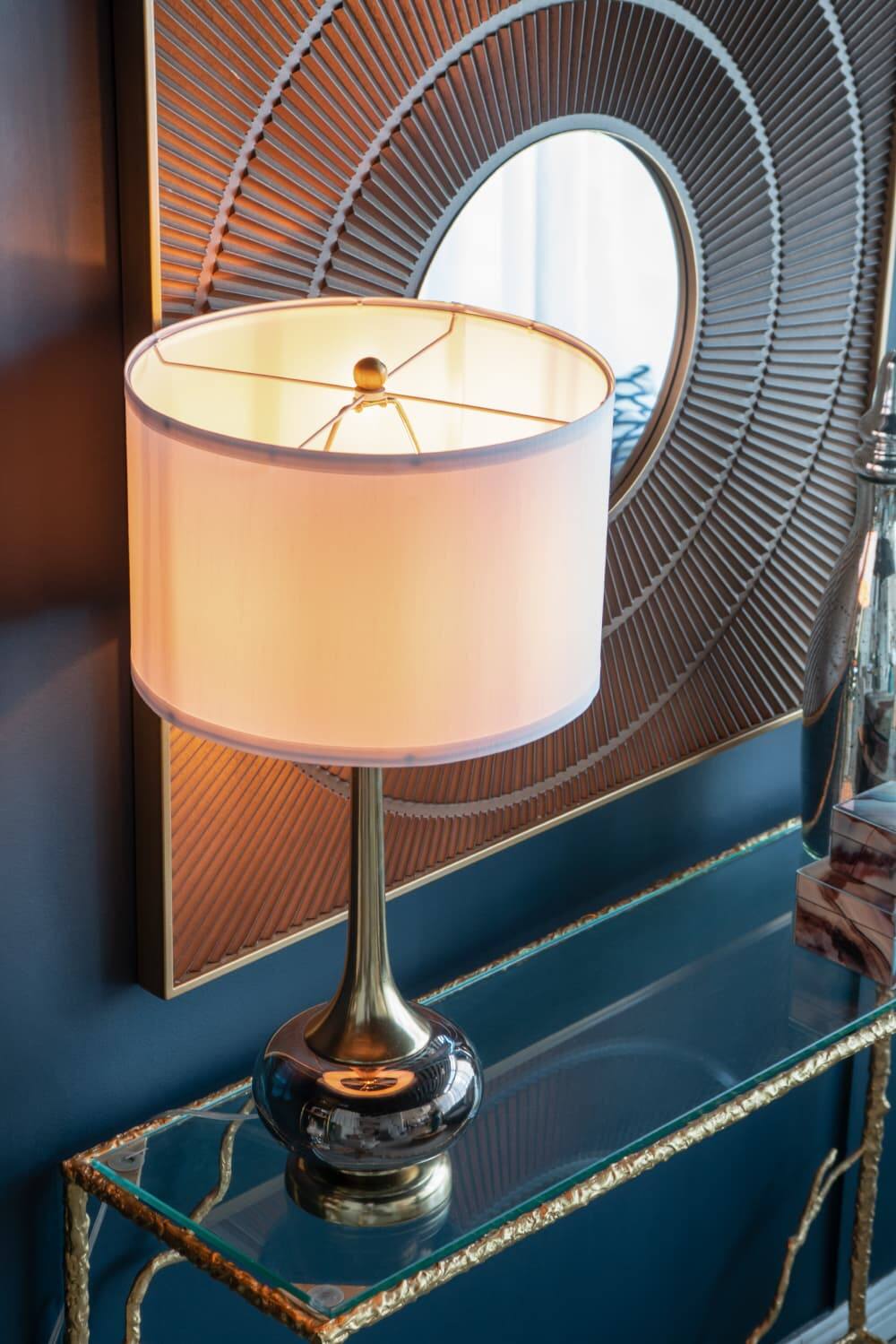 Angle. Luckbyte - D15x29" Table Lamp Glass Drum Lamp Shade Assembly Required.