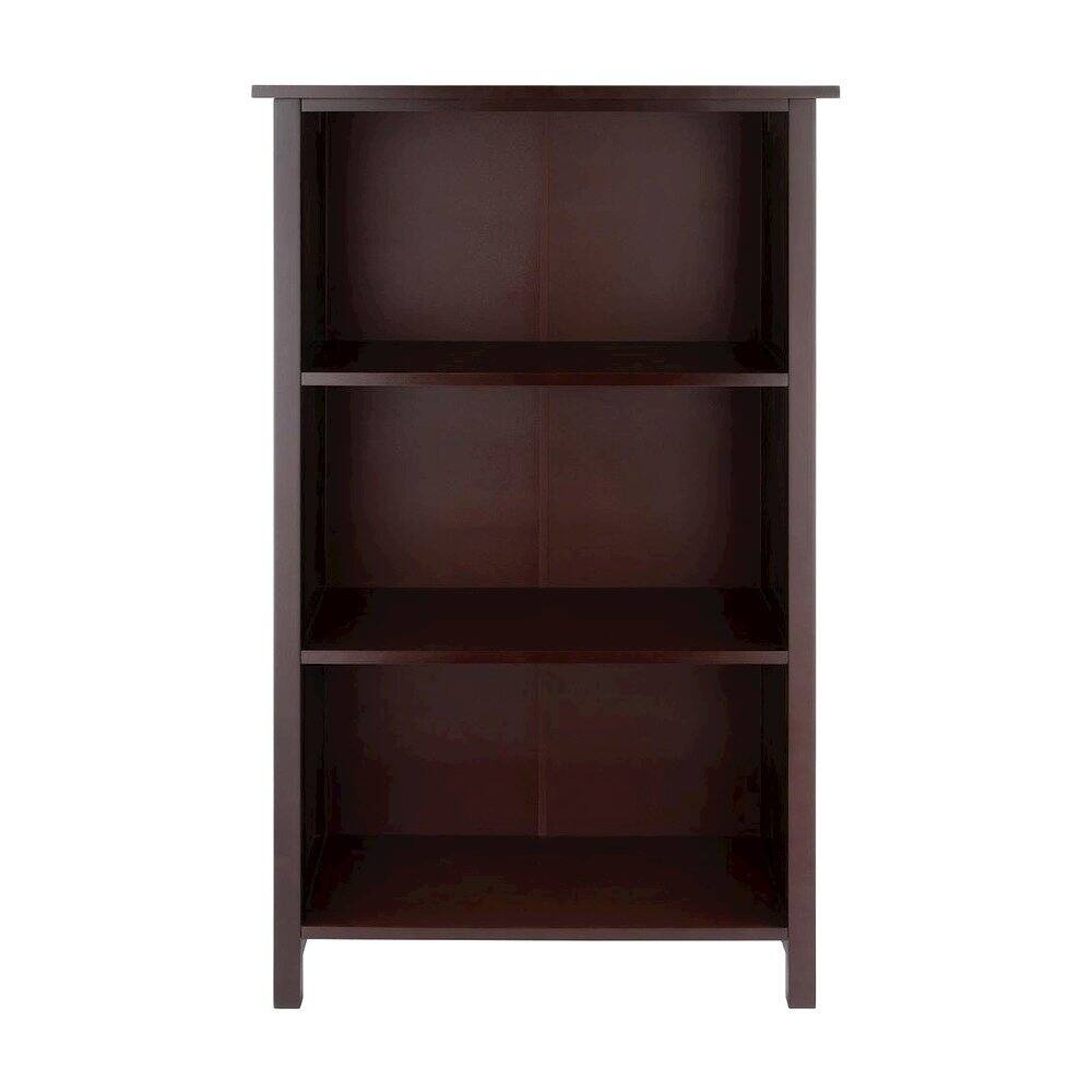 Left. FurniFact - Solid and Composite Wood 4-Tier Bookcase with Open Storage Shelves - Walnut.