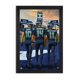 Sporticulture - Cooper Kupp, Sam Darnold & Jaxon Smith-Njigba Seattle Seahawks Framed Three-Player Art Print - Blue