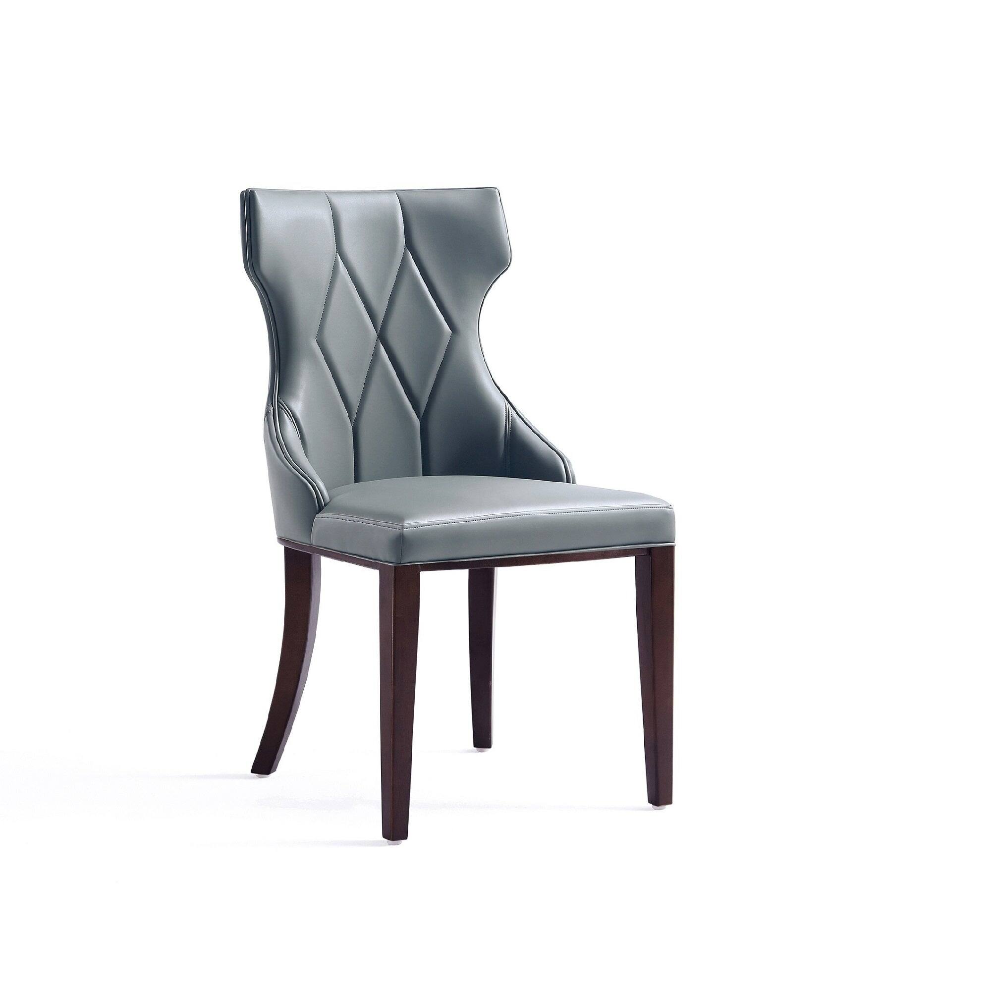 Back. Manhattan Comfort - Reine Traditional Wood Upholstered Dining Chair - Set of 4 - Gray.