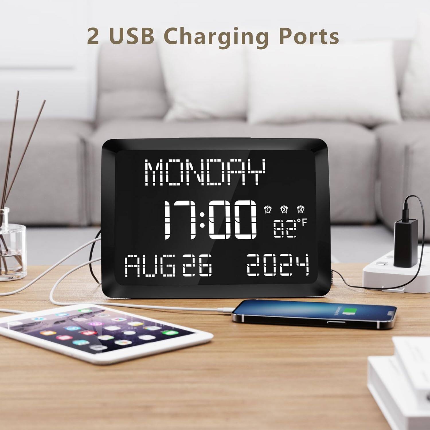 2 USB Charging Ports

MONDAY  
17:00  
82°F  
AUG 26  
2024