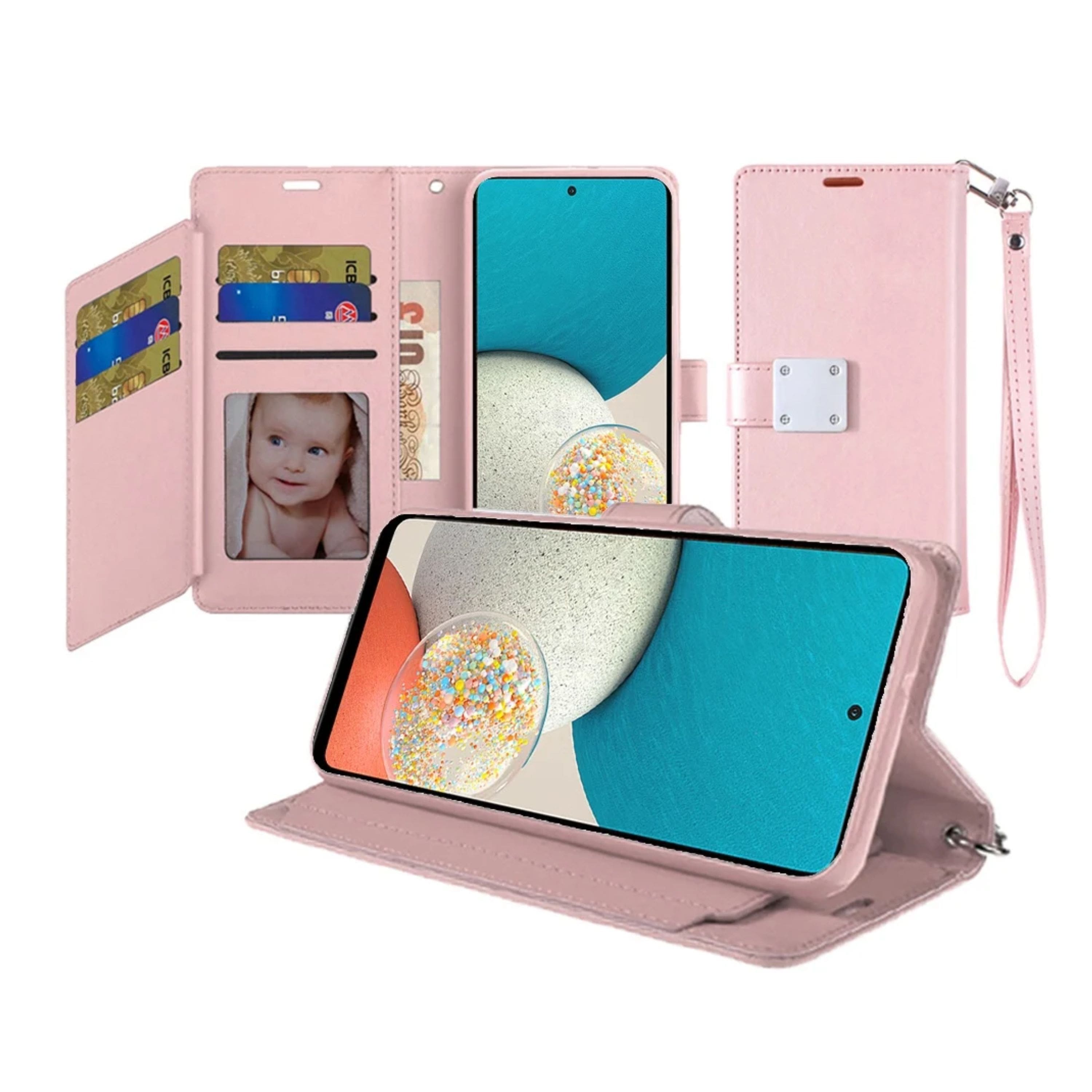 Kitcheniva - PU Leather Phone Wallet Case With Wrist Strap For iPhone 14 Pro Max - Rose Gold price history on PriceWatchPro