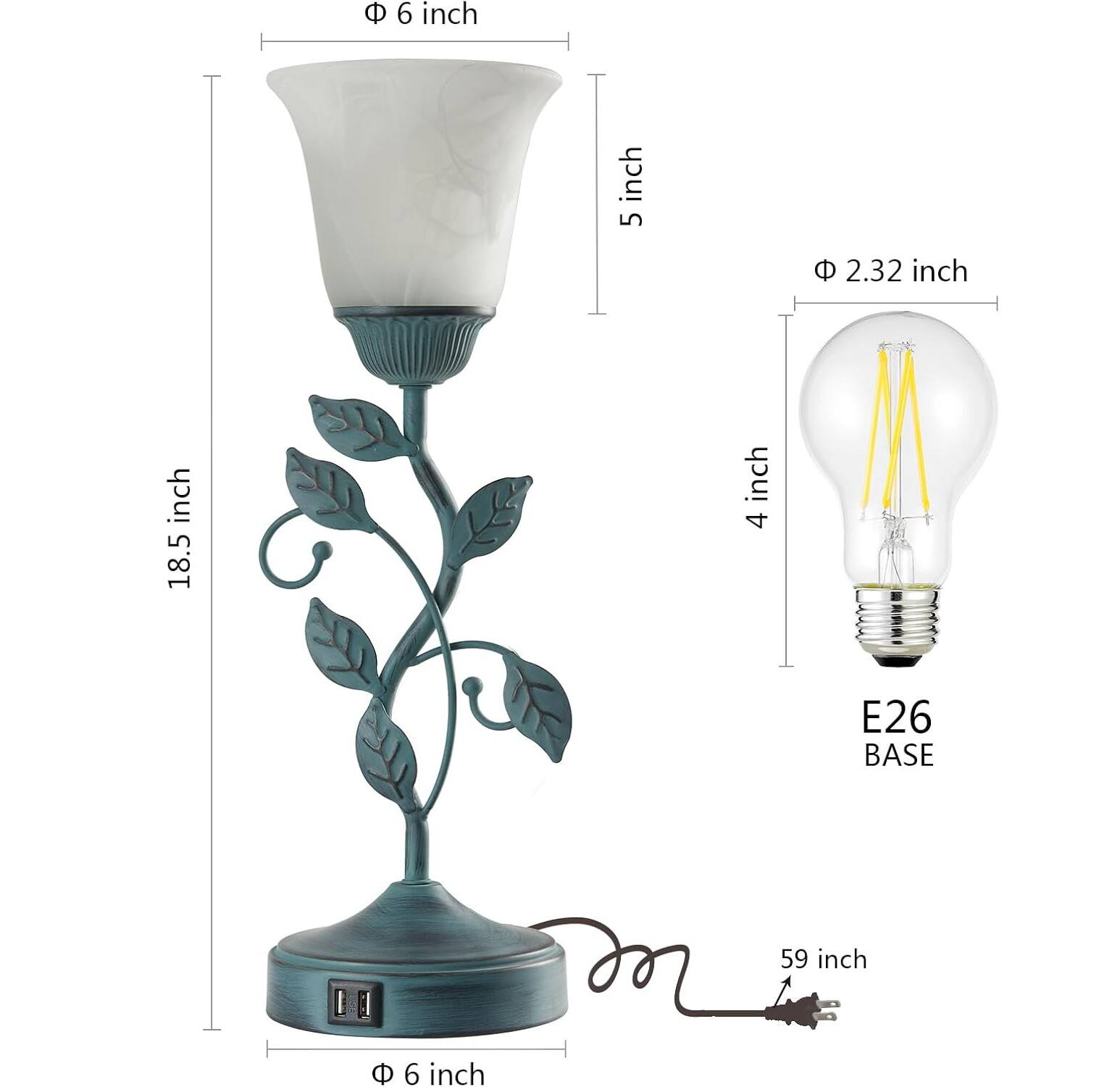 - 6 inch
- 5 inch
- 18.5 inch
- 2.32 inch
- E26 BASE
- 59 inch