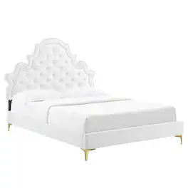 Modway - Gwyneth Tufted Performance Velvet Full Platform Bed - White