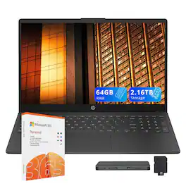 HP - 15.6" FHD Business Laptop,Intel Core 7 150U,64GB RAM,2TB SSD+160GB Docking Station,1 Year Office 365,Win 11 Home - Black