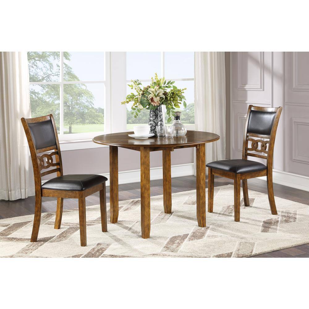 Left. New Classic Furniture - Furniture Gia Solid Wood Dining Drop Leaf Table 2 Chairs in Brown - Brown.