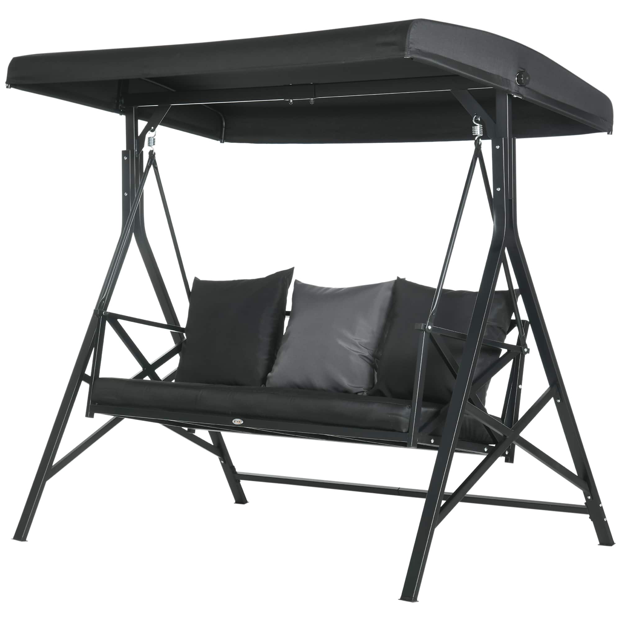 Outsunny - Patio Swing Chair, Porch Swing Glider with Cushion - Black