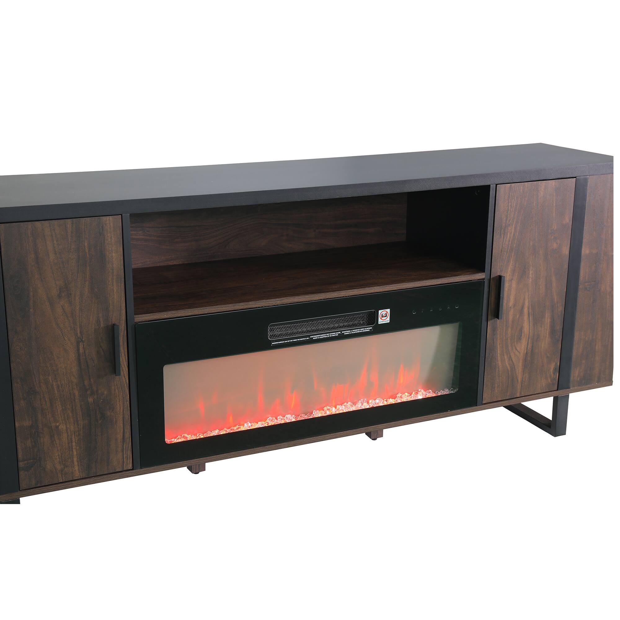 Alt View 3. Ihomeadore - 72" Farmhouse TV Stand with Open Storage Shelves and Cabinets for TV up to 80" - Brown.