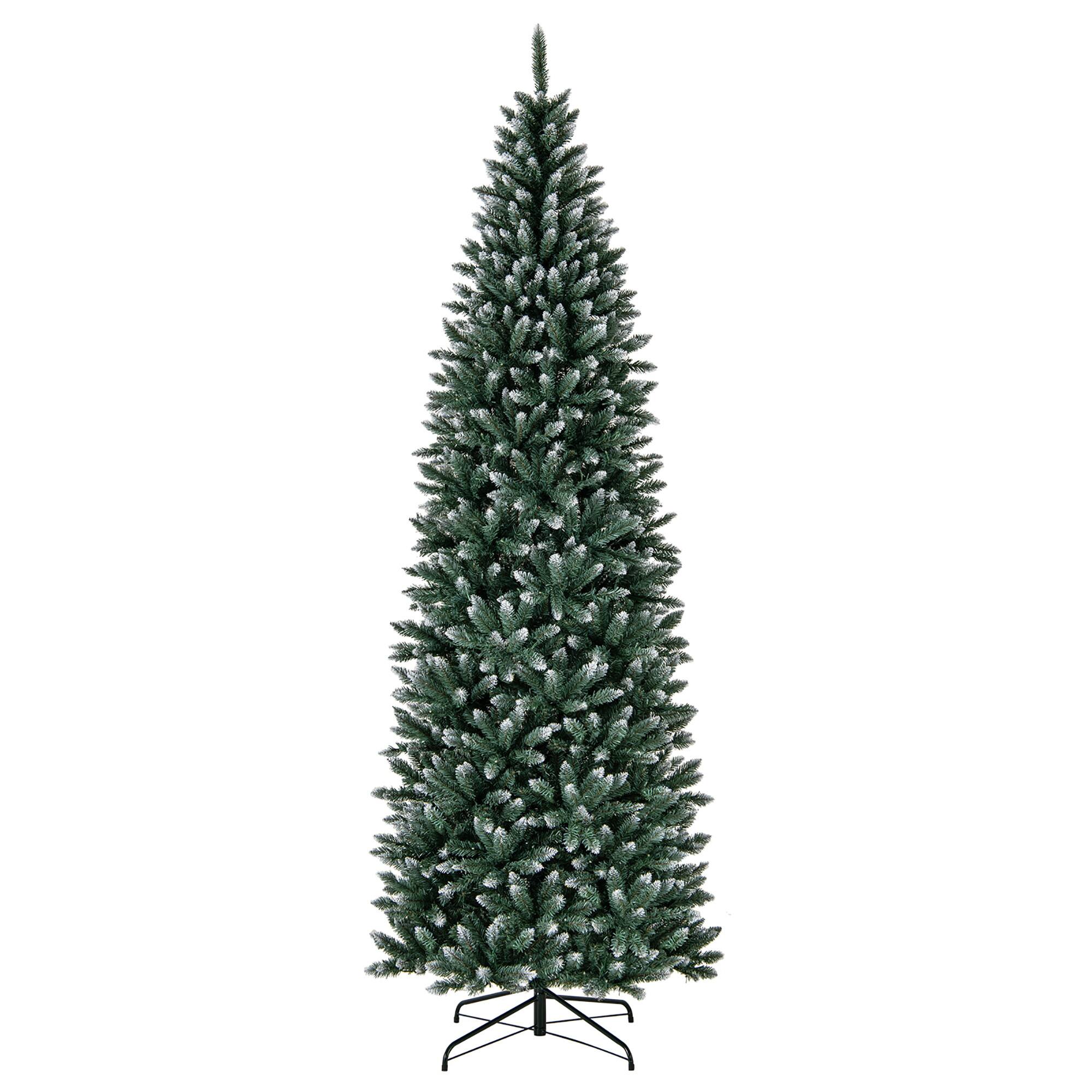 Alt View 9. Gymax - Gymax 9 FT Pre-Lit Artificial Christmas Tree Hinged Slim Pencil Xmas Tree w/ 1298 Snowy Branch Tips - Blue, Green.