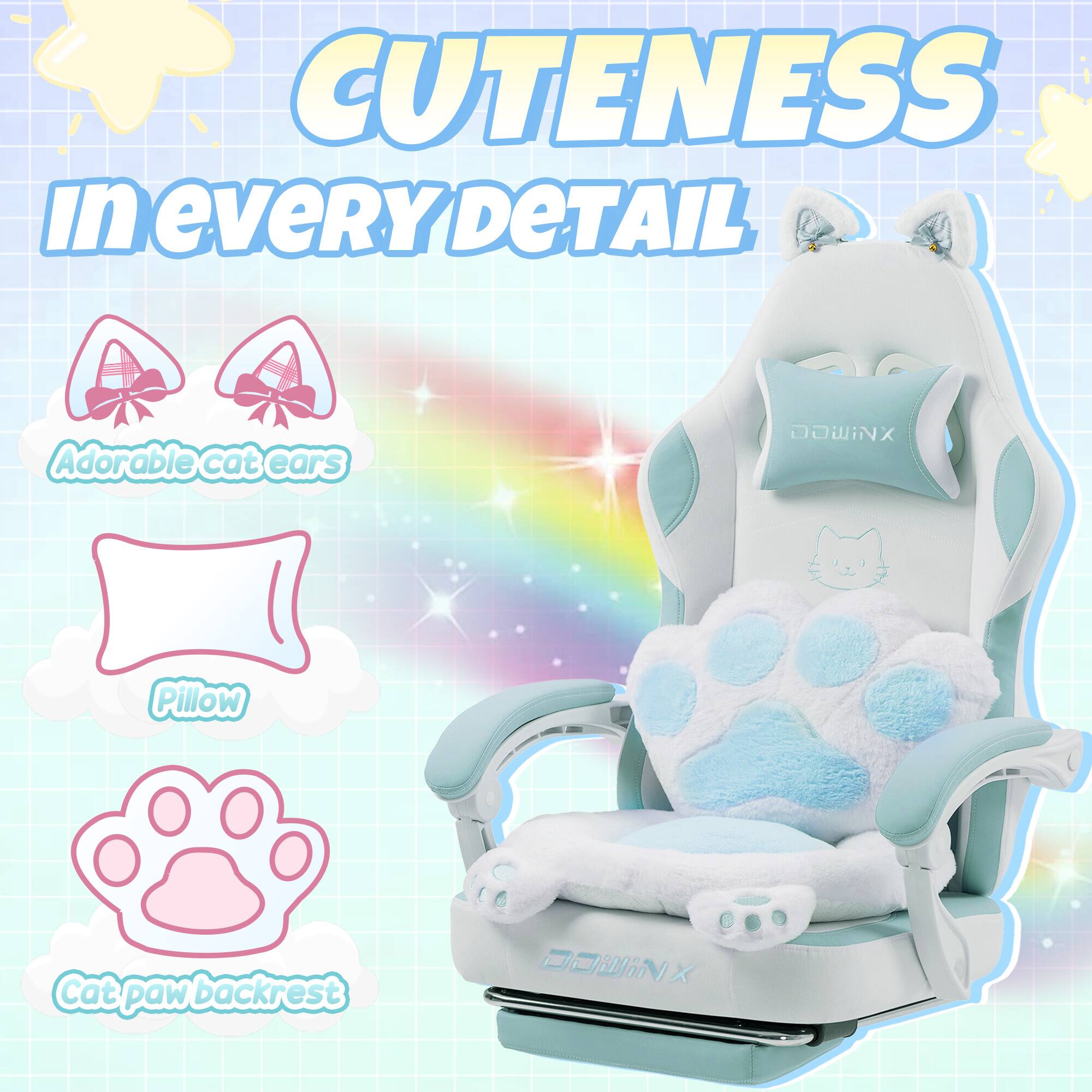 Cuteness in every detail  
Adorable cat ears  
Pillow  
Cat paw backrest  
Dowinx