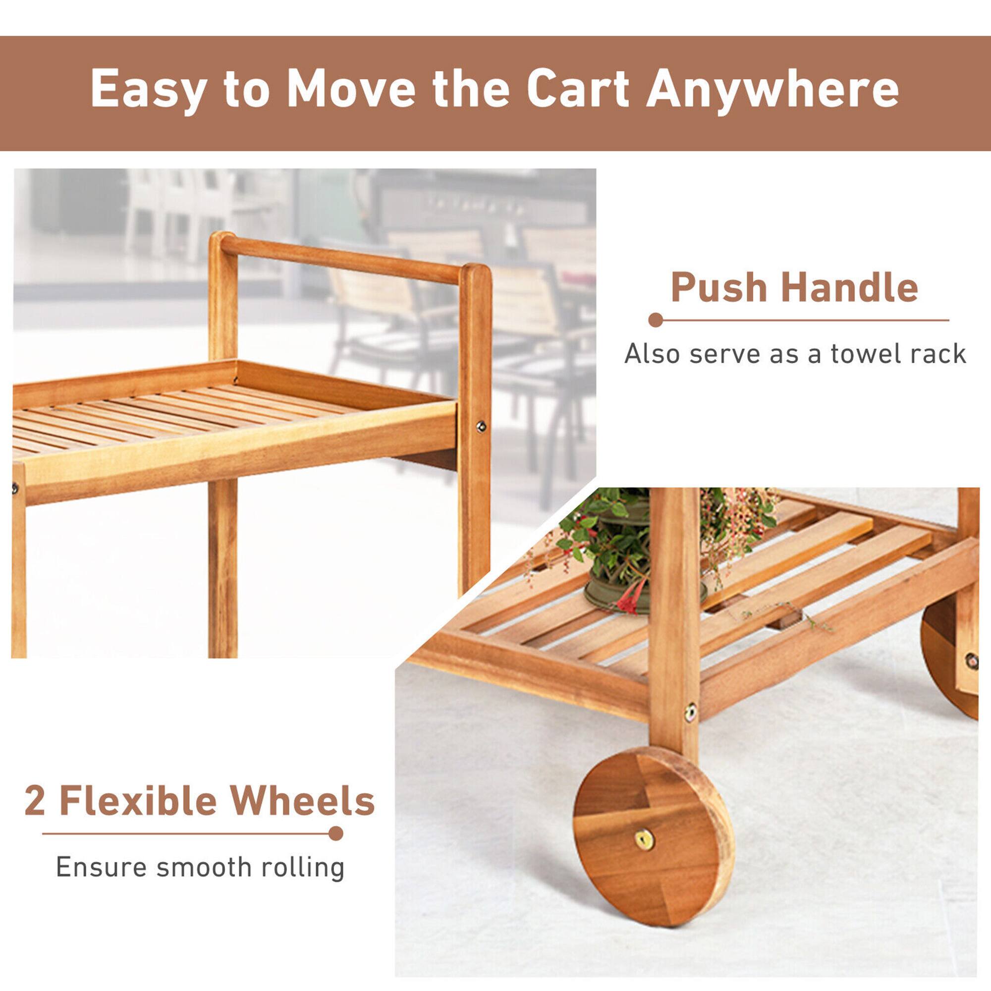 Easy to Move the Cart Anywhere

Push Handle
- Also serve as a towel rack

2 Flexible Wheels
- Ensure smooth rolling
