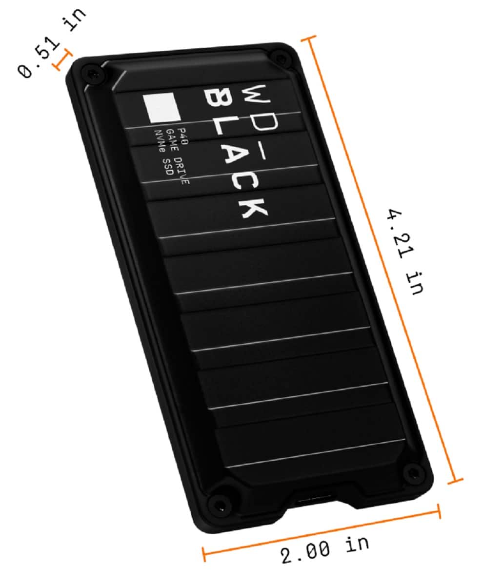 Angle. WD - BLACK P40 Game Drive for PC, PS4, PS5 and Xbox 1TB External USB 3.2 Gen 2x2 Portable SSD - Black.