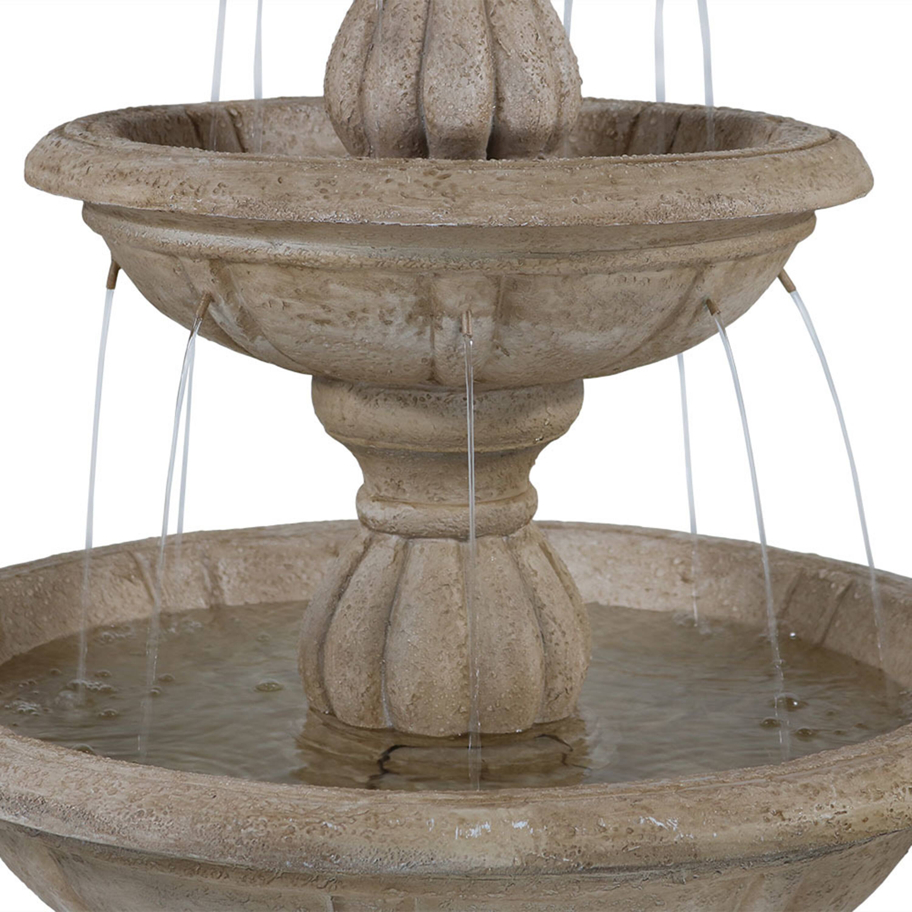 Alt View 9. Sunnydaze - Cornucopia Polyresin Outdoor 3-Tier Water Fountain - Beige.