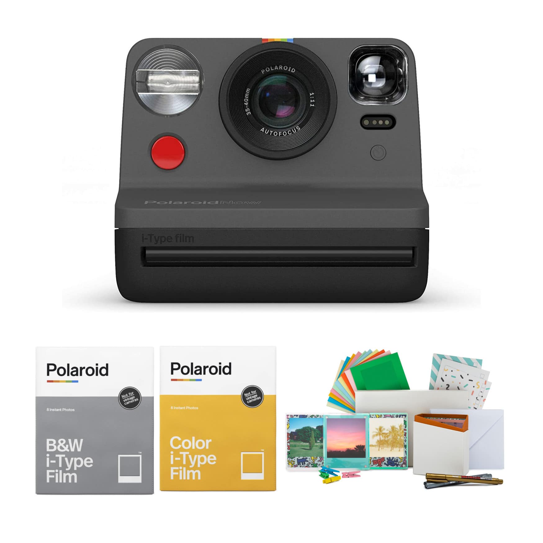 Polaroid Originals - Polaroid Now VF i-Type Instant Camera (Black) Bundle with Film & Accessories