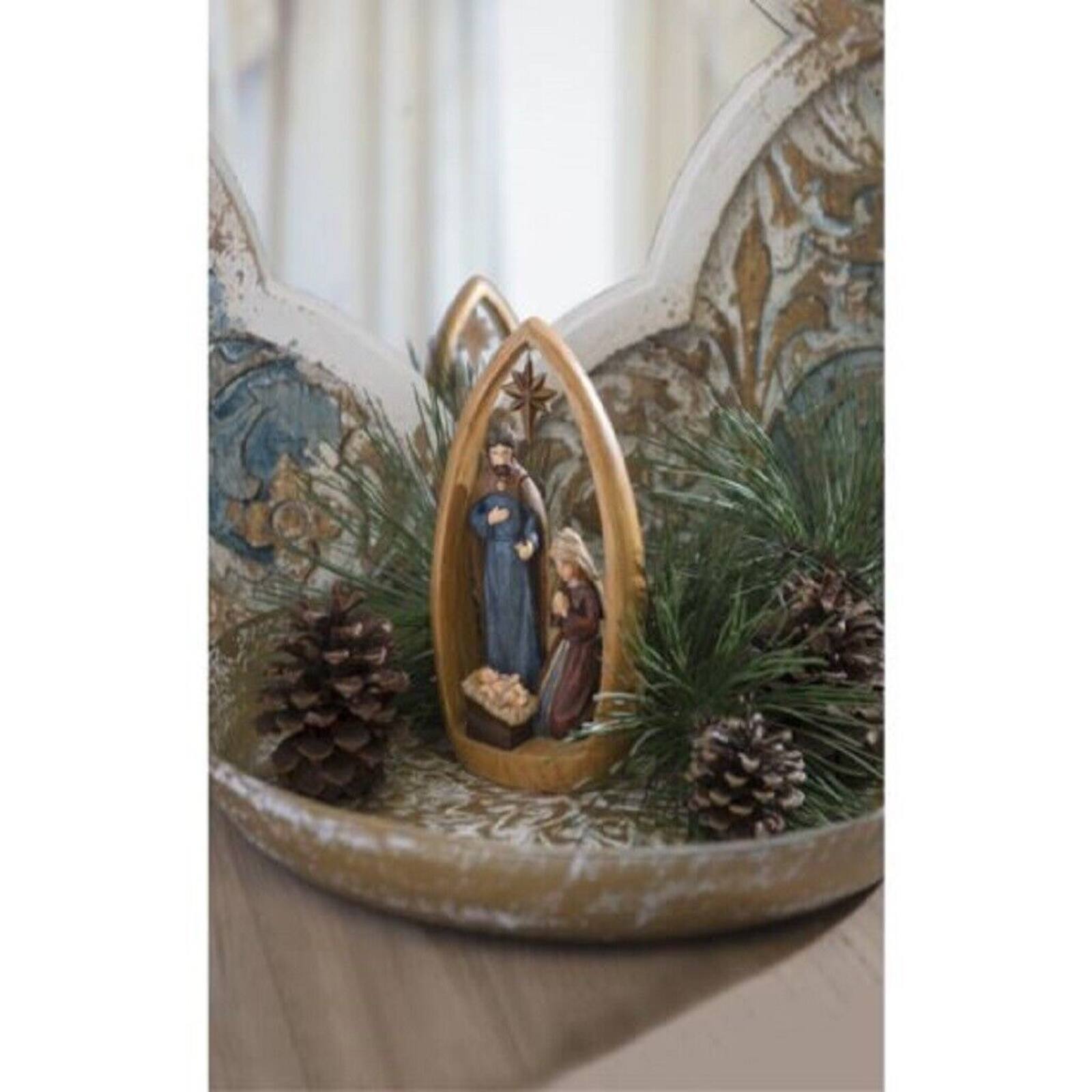 Angle. Ganz - Holy Family Religious Stone Resin Christmas Figurine 9 inch - Brown.