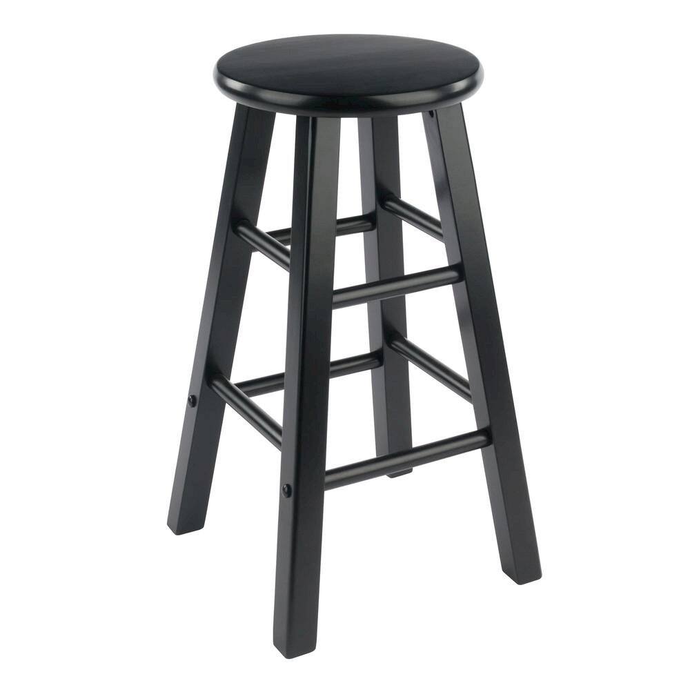 Left. FurniFact - Black Wooden Barstools – Set of 2 Stools for Kitchen Counter or Bar - Black.