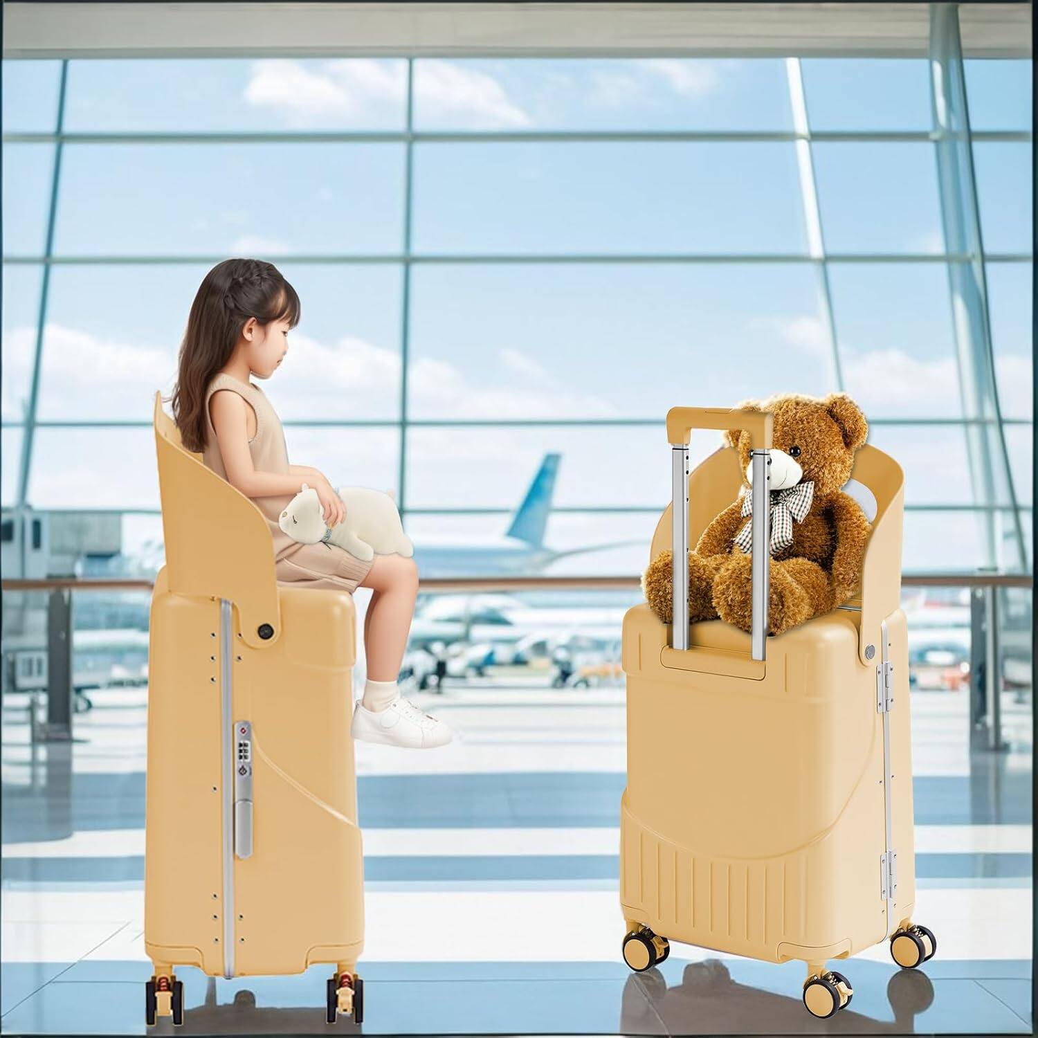 Alt View 6. Circus Cirle - 20" Ride-on Luggage with Seat For Kids & Adults - Yellow.