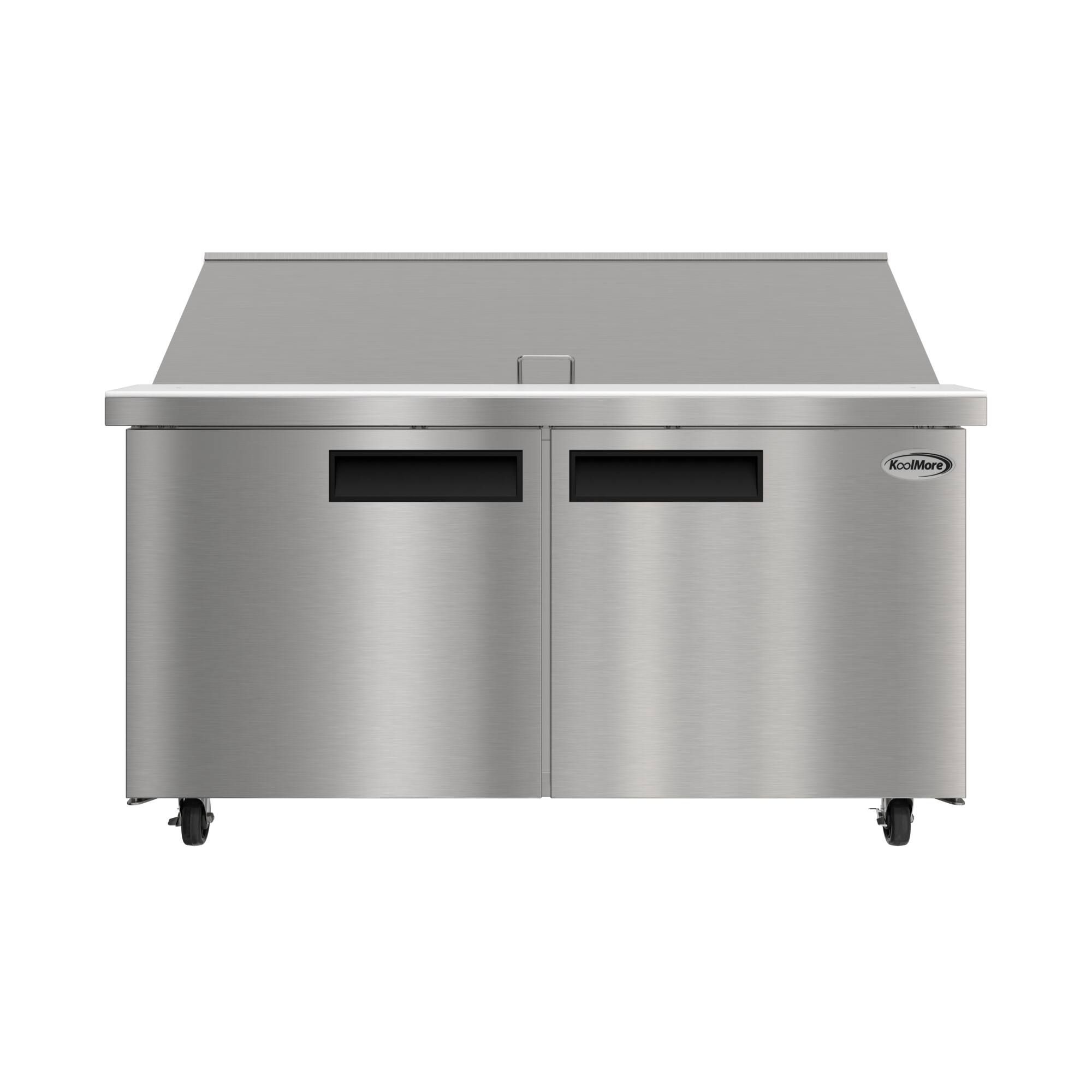 Front. Koolmore - 60 in. Commercial 2-Door Refrigerated Mega Salad and Sandwich Prep Table, 24 Pan Capacity and 18.4 Cu. Ft. of Storage - Stainless steel.