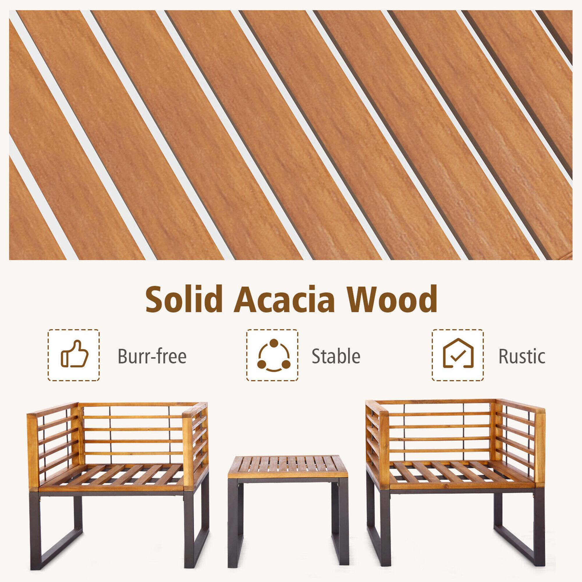 Solid Acacia Wood

- Burr-free
- Stable
- Rustic