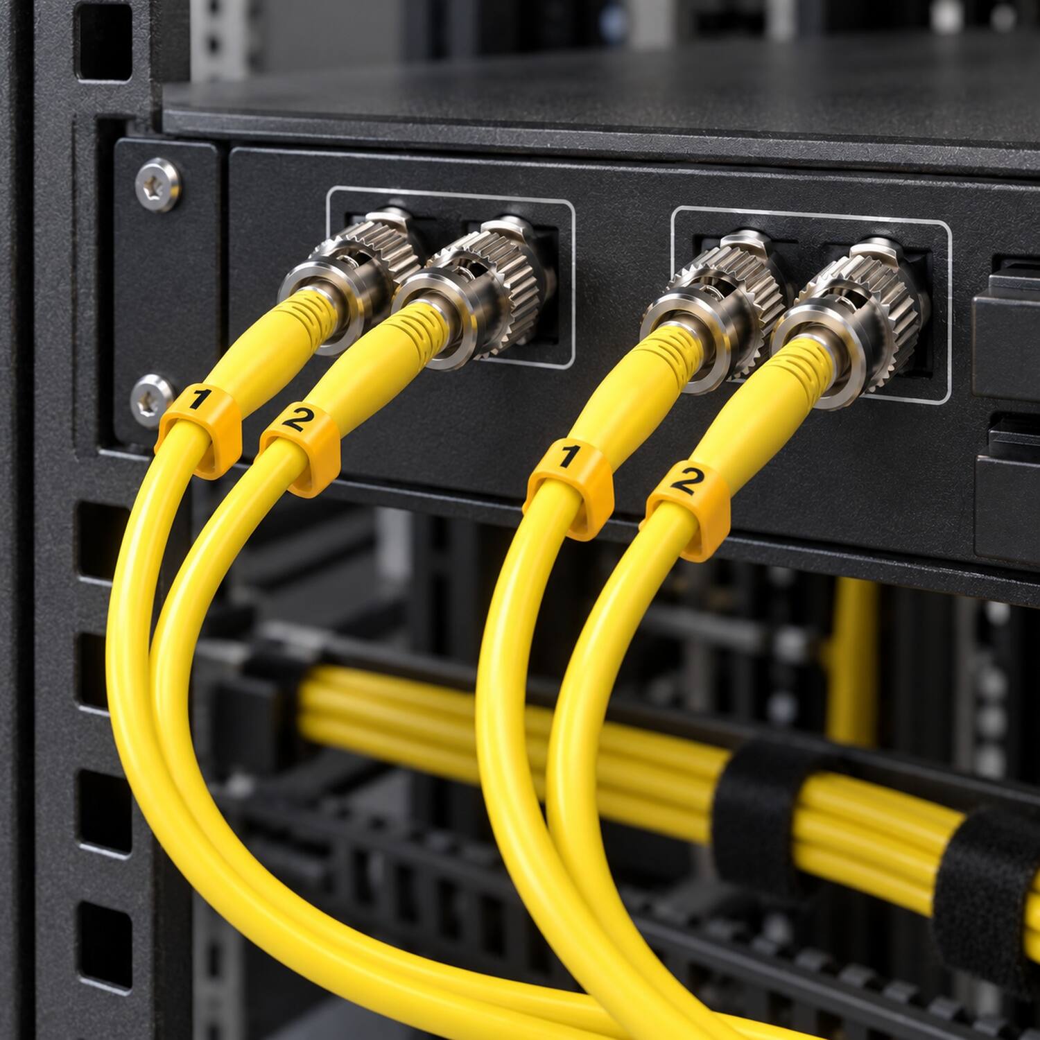 Left. Sanoxy - 10m ST/ST Duplex 9/125 Single Mode Fiber Optic Cable - Yellow.