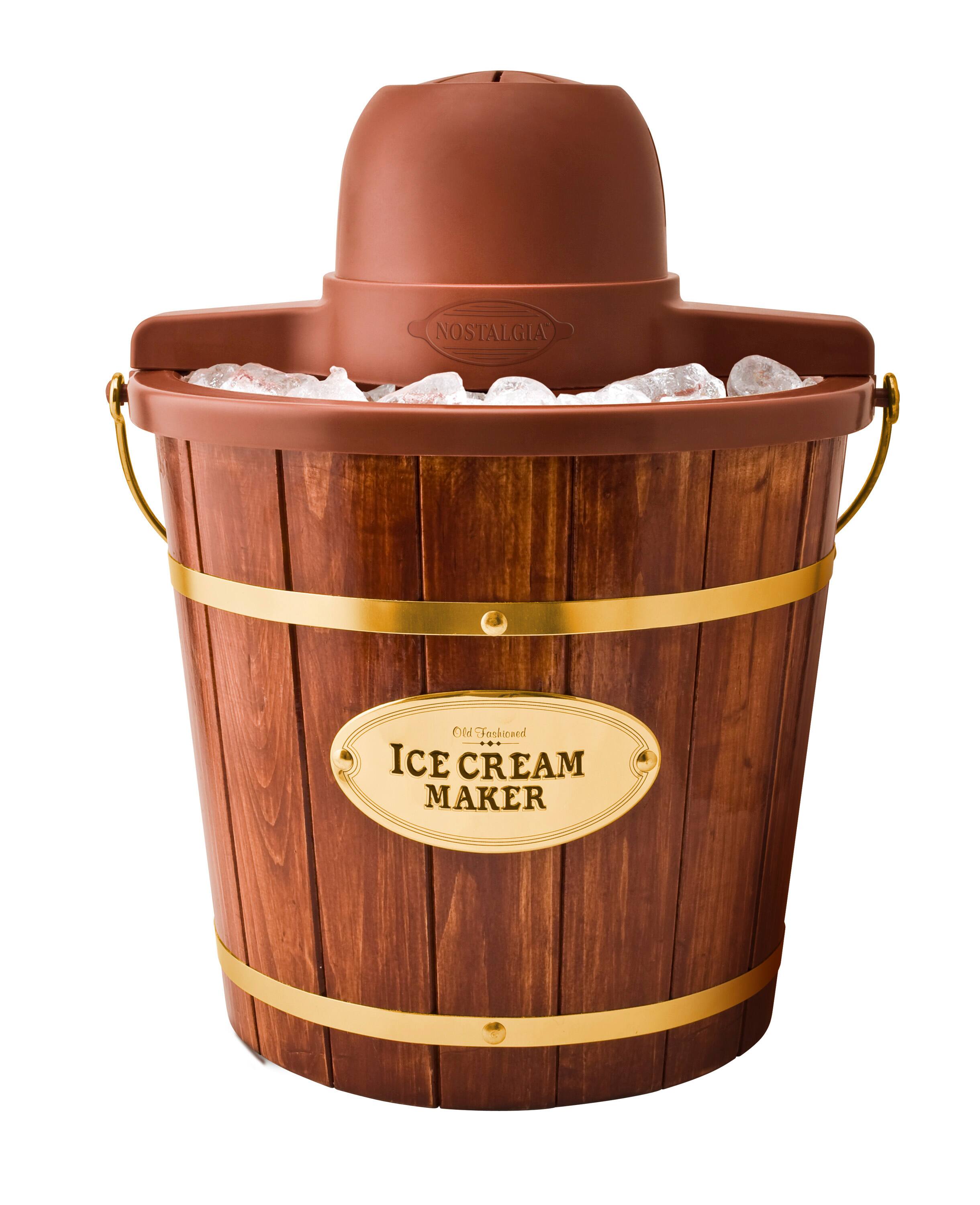 Nostalgia - 4-qt. Wood Bucket Ice Cream Maker - Dark Brown