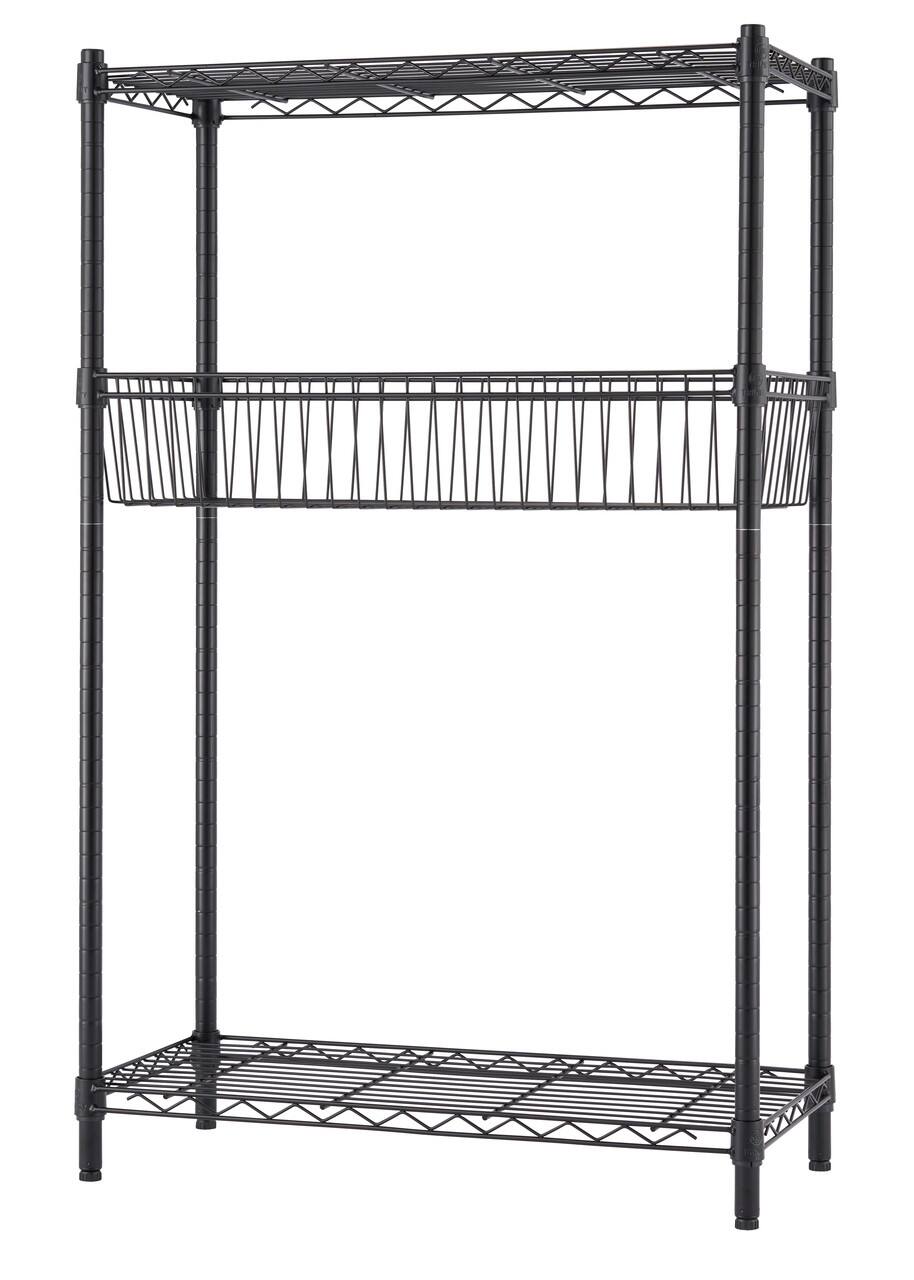 Alt View 20. TRINITY - 5-Tier 30x14x72 Modular Commercial Wire Shelving NSF w/ Baskets & Wheels Black - Black.