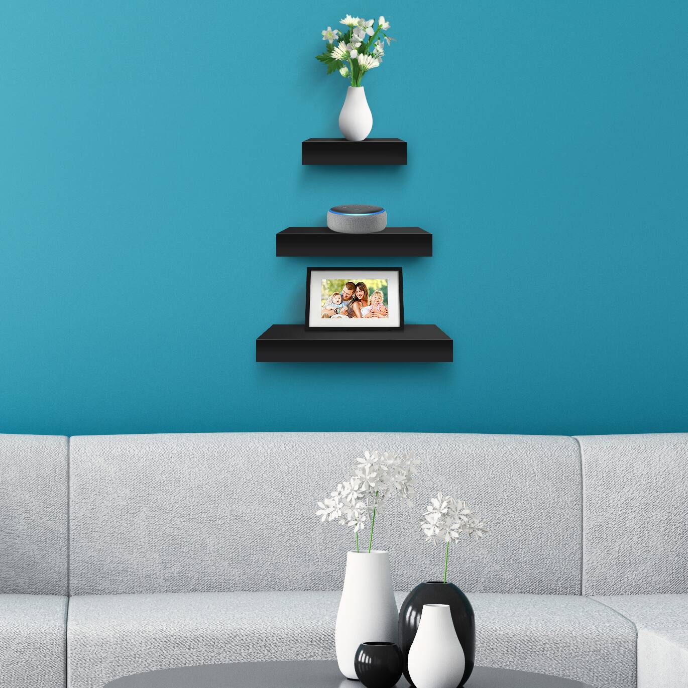 Alt View 3. Sorbus - Sorbus Wall Mount Corner Shelves, Square Hanging Wall Shelves Decoration, Perfect Trophy Display - Black.