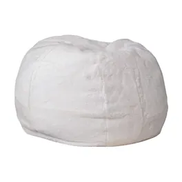 Emma + Oliver - Small Bean Bag Chair for Kids and Teens - White Furry