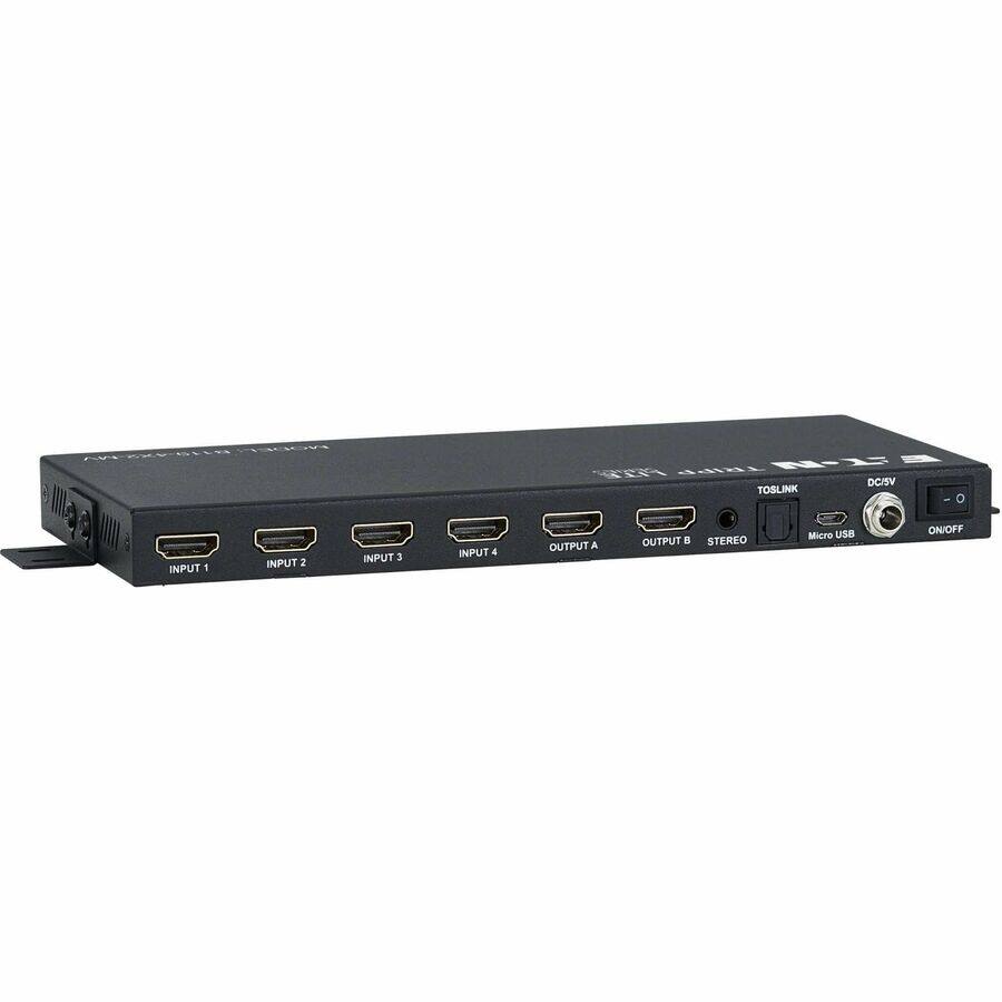 AMESAV  
MODEL  
N-1 E PIZZ TRIPP DC/SV TOSLINK O  
INPUT 1  
INPUT 2  
INPUT 3  
INPUT 4  
OUTPUT A  
OUTPUT B  
STEREO  
Micro USB  
ON/OFF