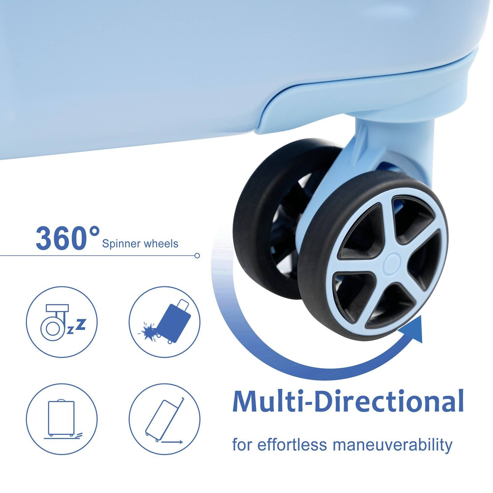 360° Spinner wheels

Multi-Directional for effortless maneuverability