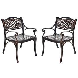 Gymax - Set of 2 Outdoor Dining Chairs Cast Aluminum Patio Bistro Chairs Armchairs - as pic