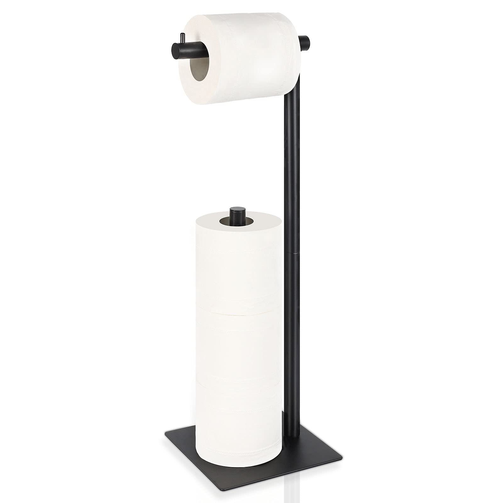 Left. Dazzed Corner - Toilet Paper Holder Stand, Freestanding Black Toilet Paper Roll Holder - Black.