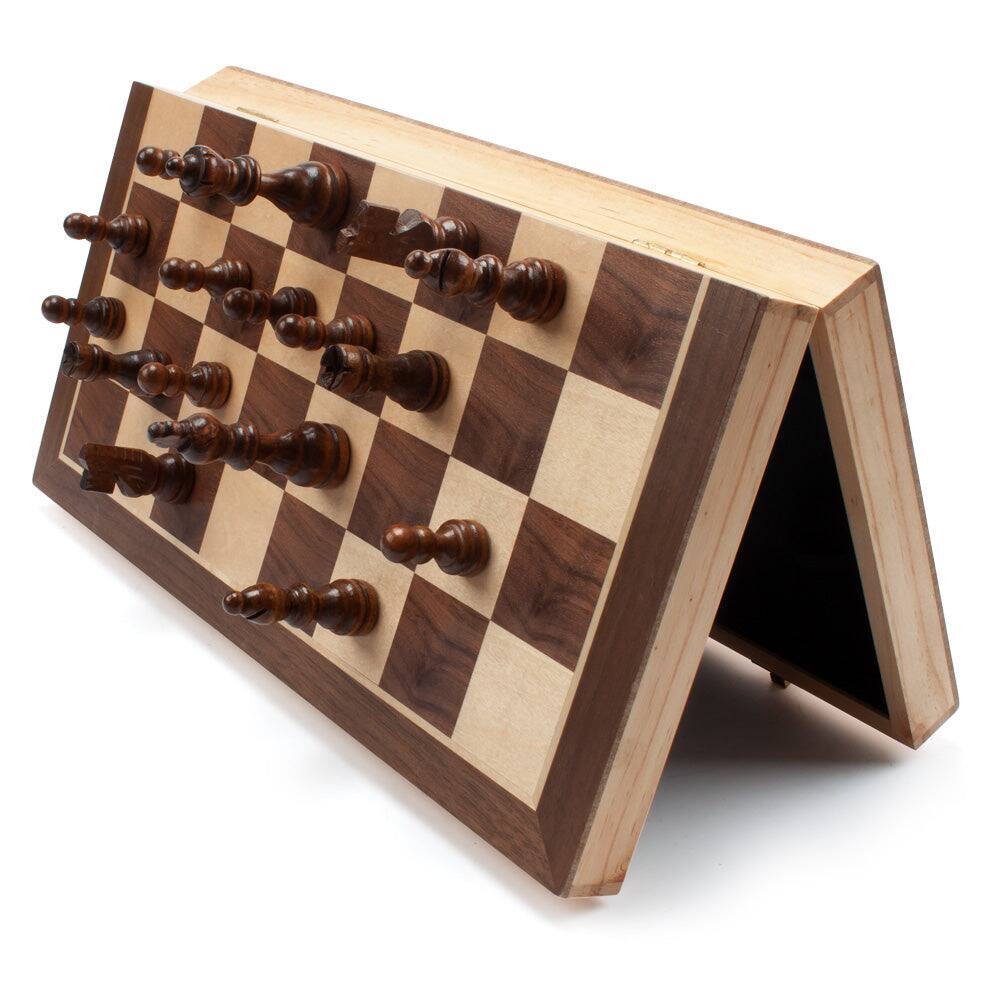 Gothink Wooden Folding Chess Set - 15"x15" Board, 32 Solid Wood Pieces, Portable Travel Game For Adults & Kids - View #3
