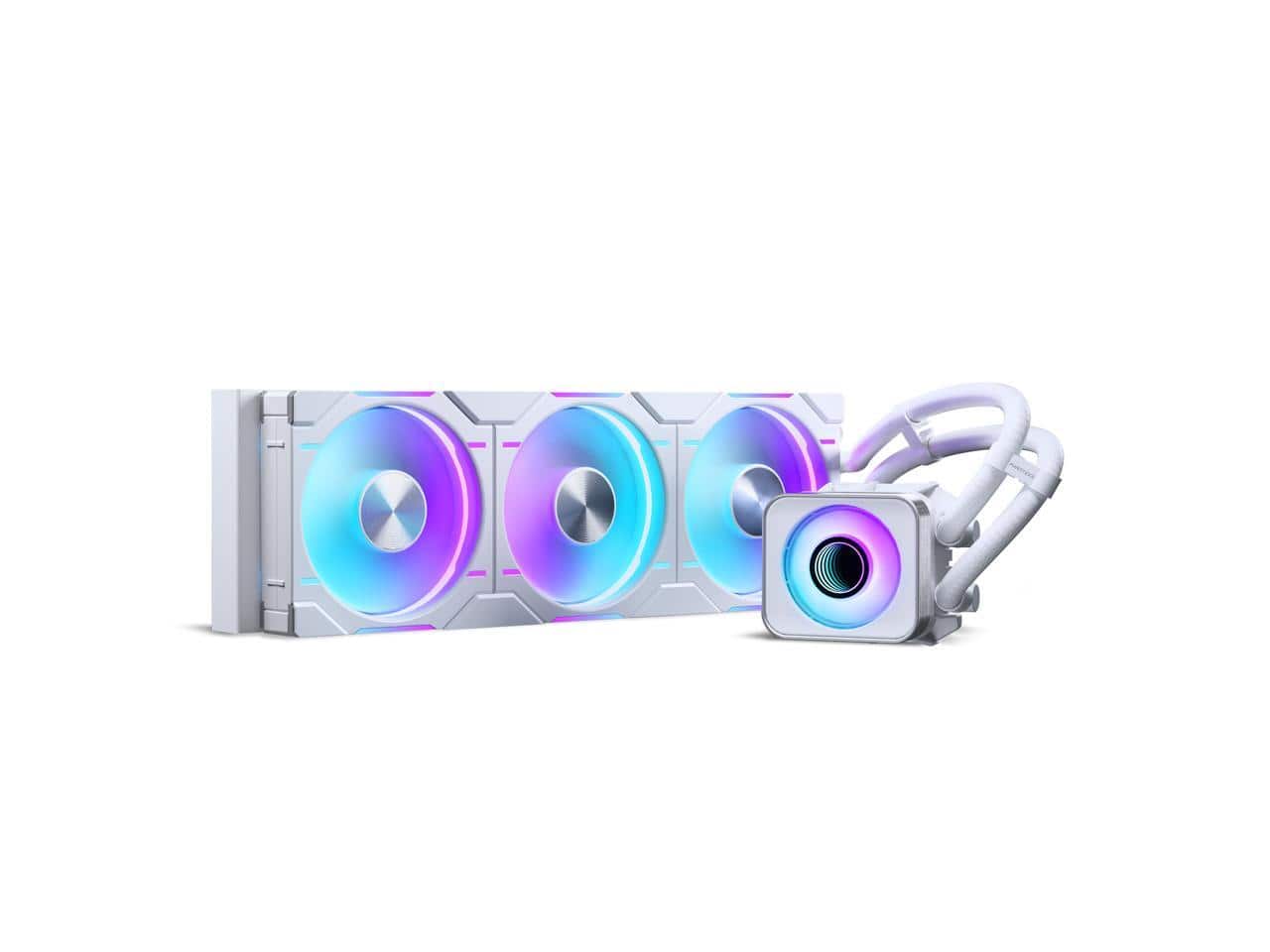 Phanteks - Glacier One 360D30 X2 AIO Liquid CPU Cooler, Evolv X2 Cap, 3x D30-120 D-RGB Fans - White