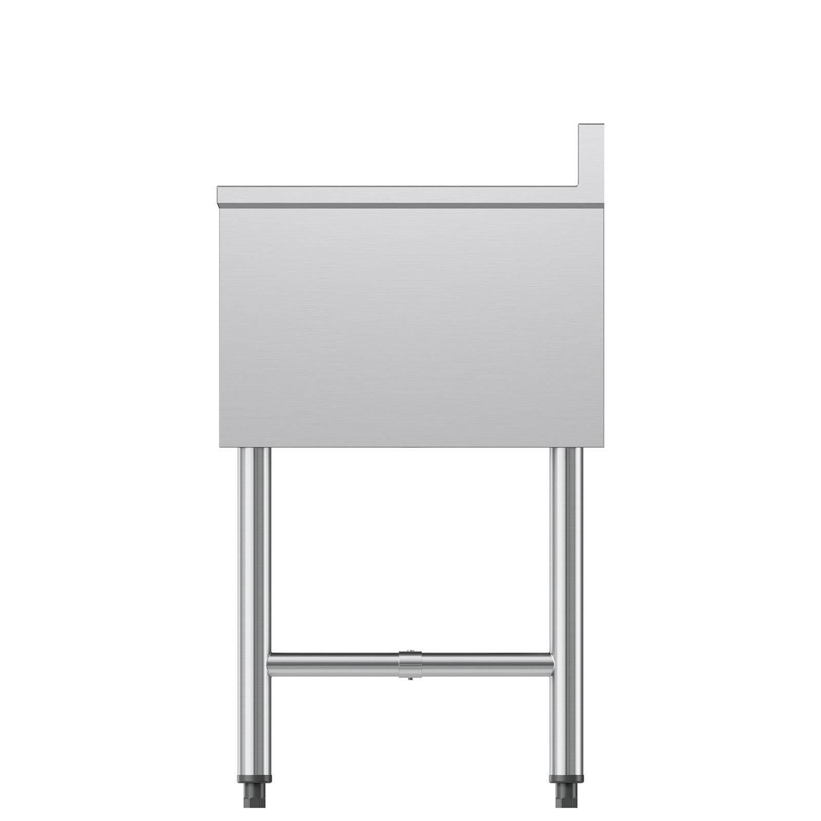 Alt View 5. VEVOR - 3 Compartment Sink, 18-Gauge 304 Stainless Steel, 10"x14"x10" Bowl Size, 3 Bay Commercial Under Bar Sink with Backsplash - Stainless steel color.