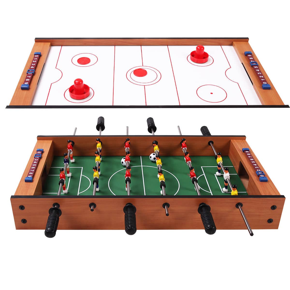 Gymax - Kids Christmas Gift 2 In 1 Table Game Air Hockey Foosball Table