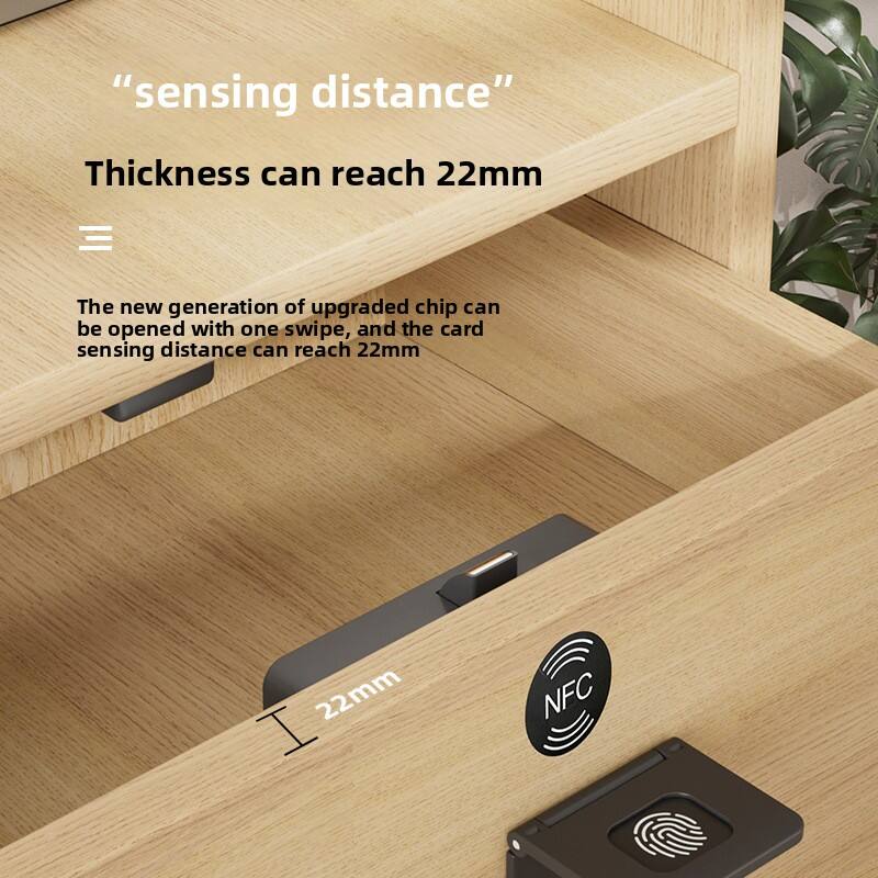 "sensing distance"  
Thickness can reach 22mm  

The new generation of upgraded chip can be opened with one swipe, and the card sensing distance can reach 22mm