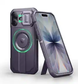 Dexnor - Rugged Hard Shell Case for iPhone 17 6.3-inch with Slide Camera Cover & Kickstand , Compatible with MagSafe - Phantom Purple