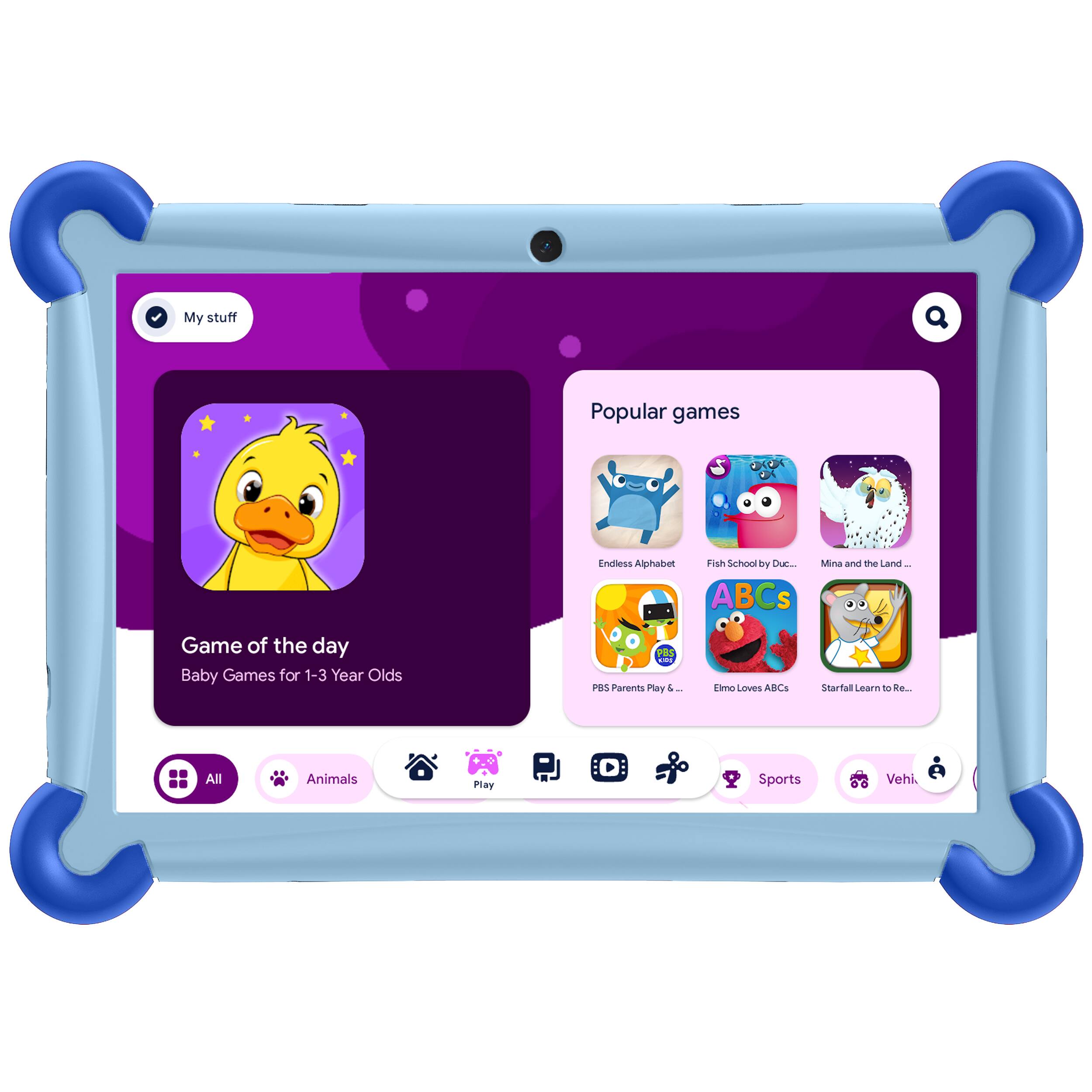 My stuff

Popular games

Endless Alphabet  
Fish School by Duc...  
Mina and the Land...  
ABCs

Game of the day  
Baby Games for 1-3 Year Olds

KIDS PBS Parents Play &...  
Elmo Loves ABCs  
Starfall Learn to Re...

All  
Animals  
Play  
Sports  
Vehicles