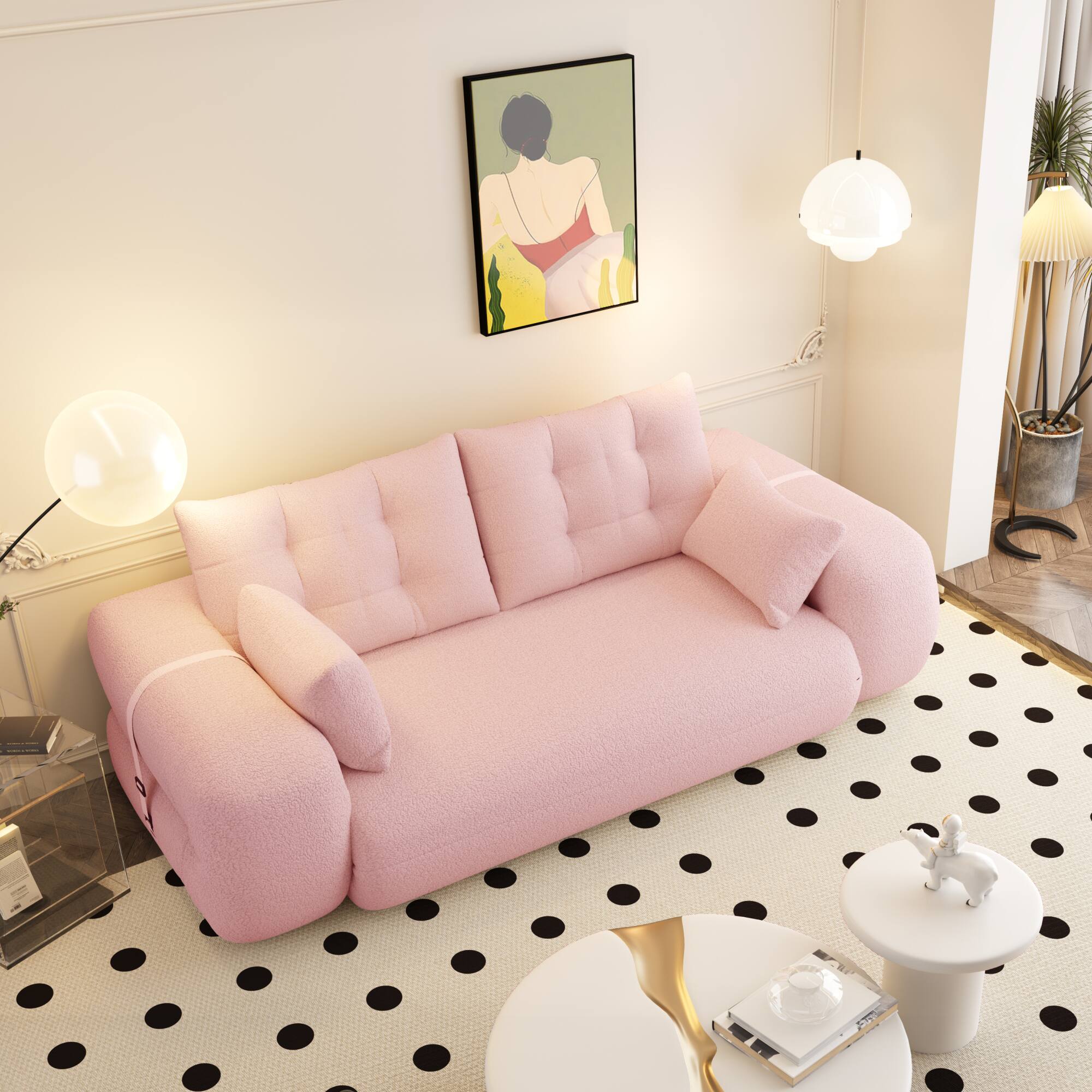 Alt View 2. GOODSILO - Multi-Functional Floor Sofa Bed | Versatile Seating & Sleeper with Removable Pillows for Modern Spaces - Pink.